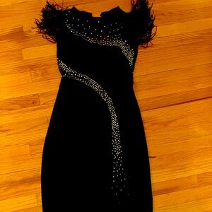 Evening dress from Europe black long with tule left open